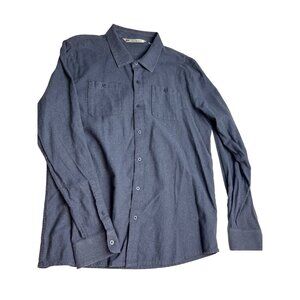 Travis Mathew Shirt Lightweight Flannel Chamois Men XL Speckled Blue Long Sleeve